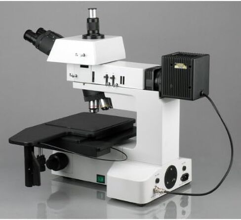 AmScope ME600T-5M مجهر معدني ثلاثي العينيات رقمي، تكبير 50X-500X، عدسات PL10x ذات نطاق واسع للغاية، خطة إنفينيتي لأهداف مسافة العمل الطويلة، مكثف كوهلر، برايتفيلد/داركفيلد/إضاءة هالوجين مستقطبة in Saudi Arabia