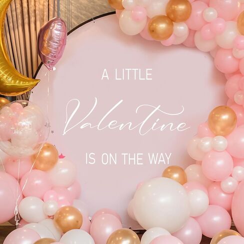 ملصق A Little Valentine is On The Way - زينة لحفلات استقبال المولود الجديد بطابع عيد الحب، ملصق لحفلات الحبيب يكشف عن الجنس، دعامة صورة بخلفية قوس البالون (ملصق صغير لعيد الحب) in Saudi Arabia