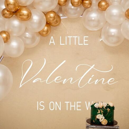 ملصق A Little Valentine is On The Way - زينة لحفلات استقبال المولود الجديد بطابع عيد الحب، ملصق لحفلات الحبيب يكشف عن الجنس، دعامة صورة بخلفية قوس البالون (ملصق صغير لعيد الحب) in Saudi Arabia