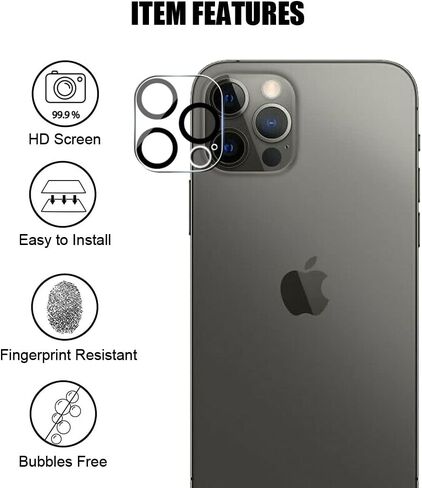3 Pack Tempered Glass Screen Protector For iPhone 12 Pro Max (6.7") with Camera Lens Protector in Saudi Arabia
