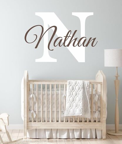 Decor Designs Decals Boys Nursery Personalized Custom Name Vinyl Wall Art Decal Sticker, Babies Room and Childrens Bedroom Decor (Multiple Size Choices) (Name with Initial) in Saudi Arabia
