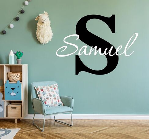 Decor Designs Decals Boys Nursery Personalized Custom Name Vinyl Wall Art Decal Sticker, Babies Room and Childrens Bedroom Decor (Multiple Size Choices) (Name with Initial) in Saudi Arabia