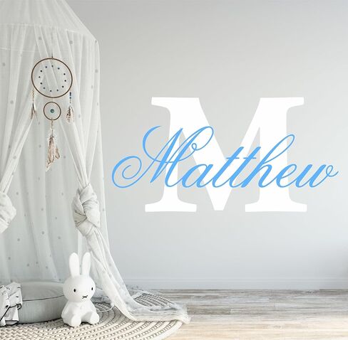 Decor Designs Decals Boys Nursery Personalized Custom Name Vinyl Wall Art Decal Sticker, Babies Room and Childrens Bedroom Decor (Multiple Size Choices) (Name with Initial) in Saudi Arabia