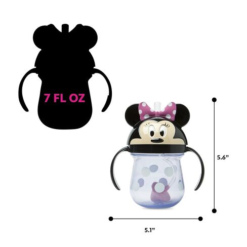 The First Years Disney Minnie Mouse Weighted Straw Cup - Spill Proof Toddler Cups with Flip Top Cover and Silicone Straw - Dishwasher Safe - 7 Oz - 6 Months and Up in Saudi Arabia