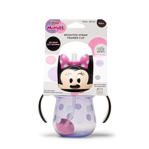 The First Years Disney Minnie Mouse Weighted Straw Cup - Spill Proof Toddler Cups with Flip Top Cover and Silicone Straw - Dishwasher Safe - 7 Oz - 6 Months and Up in Saudi Arabia