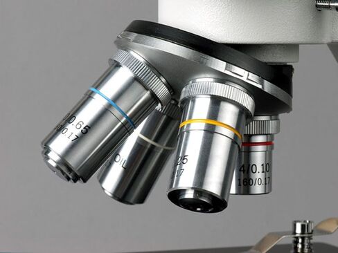 AmScope B100A مجهر ثنائي العينين المركب، تكبير 40X-1600X، برايتفيلد، إضاءة التنغستن، مكثف آبي، مرحلة عادية in Saudi Arabia