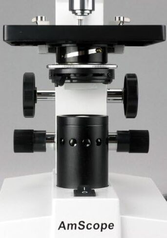 AmScope B100A مجهر ثنائي العينين المركب، تكبير 40X-1600X، برايتفيلد، إضاءة التنغستن، مكثف آبي، مرحلة عادية in Saudi Arabia