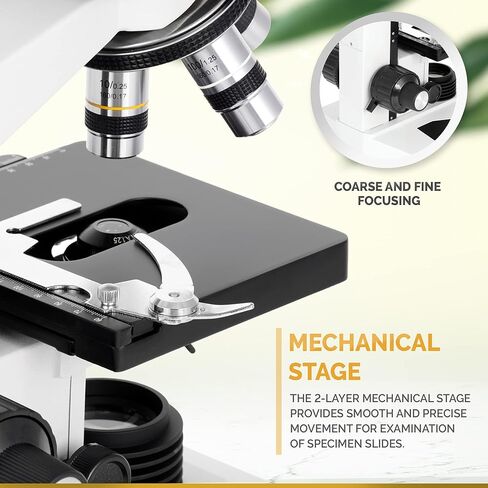 AmScope B490A-DK Compound Binocular Microscope, WF10x and WF16x Eyepieces, 40X-1600X Magnification, Brightfield/Darkfield (BF/DF), Halogen Illumination, Abbe Condenser, Double-Layer Mechanical Stage, Sliding Head, High-Resolution Optics, Anti-Mold in Saudi Arabia