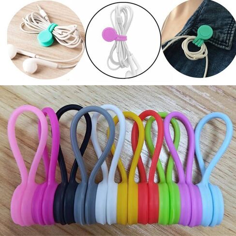 Reusable Silicone Magnetic Cable Ties for Bundling and Organizing, Holding Stuff, Book Markers, Fridge Magnets, Assorted Color,11CM (10-Pack, Multi) in Saudi Arabia