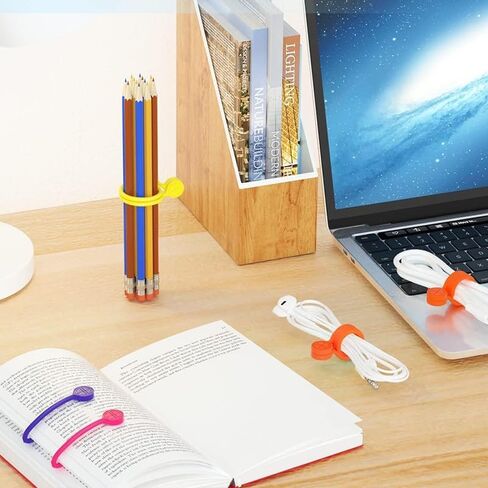 Reusable Silicone Magnetic Cable Ties for Bundling and Organizing, Holding Stuff, Book Markers, Fridge Magnets, Assorted Color,11CM (10-Pack, Multi) in Saudi Arabia