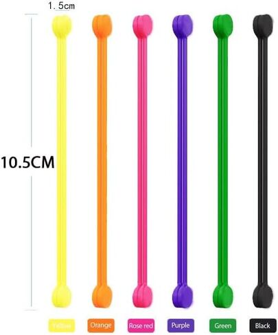 Reusable Silicone Magnetic Cable Ties for Bundling and Organizing, Holding Stuff, Book Markers, Fridge Magnets, Assorted Color,11CM (10-Pack, Multi) in Saudi Arabia