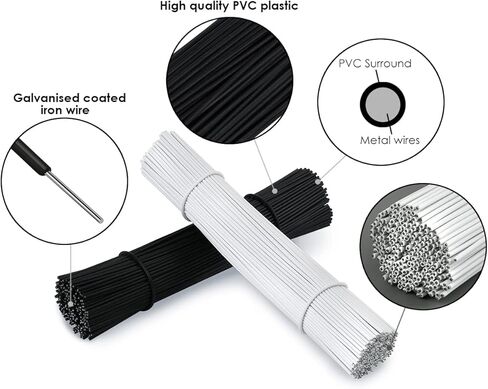 DS. DISTINCTIVE STYLE 6 Inch Twist Ties Set of 200 Bread Bag Ties Wire Twist Ties for Cord Management (Black and White (round shape)) in Saudi Arabia
