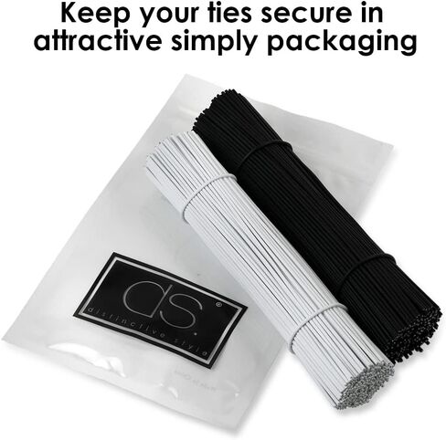 DS. DISTINCTIVE STYLE 6 Inch Twist Ties Set of 200 Bread Bag Ties Wire Twist Ties for Cord Management (Black and White (round shape)) in Saudi Arabia