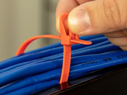 RETYZ 12-Inch Fluorescent Orange Reusable Releasable Cable Ties – 100 Pack, 50 lb Strength, Patented Quick-Release, Tool-Free Design for Home, Office, and Light Industrial Use in Saudi Arabia
