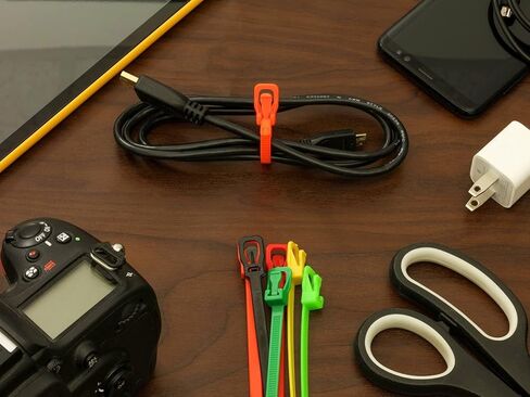 RETYZ 12-Inch Fluorescent Orange Reusable Releasable Cable Ties – 100 Pack, 50 lb Strength, Patented Quick-Release, Tool-Free Design for Home, Office, and Light Industrial Use in Saudi Arabia
