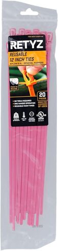 RETYZ 12-Inch Fluorescent Orange Reusable Releasable Cable Ties – 100 Pack, 50 lb Strength, Patented Quick-Release, Tool-Free Design for Home, Office, and Light Industrial Use in Saudi Arabia
