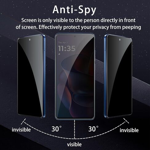 3 Pack Privacy Screen Protector for Motorola Moto G Stylus 5G 2025, HD Clear Tempered Glass Film, Anti Spy, Anti Scratch, 9H Hardness, Touch Sensitive, Bubble Free in Saudi Arabia