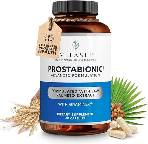 Prostabionic Prostate Dietary Supplements for Men W/Saw Palmetto, Bio-quercetin & Pygeum Africanum, Reduce Bathroom Trips - 60 Capsules in Kuwait