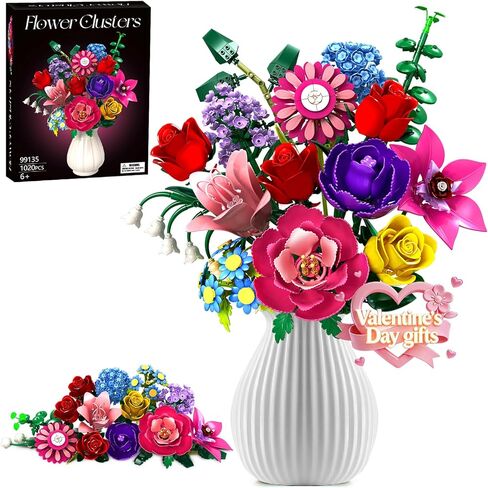 Flowers Bouquet Building Set, Rose Flower Botanical Collection Building Kit Toys Home Decoration Gifts for Valentine Day, Christmas, Birthday, Mother's Day, Toys for Girl Women Kids Aldult 6+ in Saudi Arabia