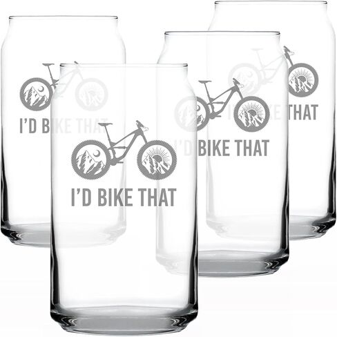 I'd Bike That - Beer Can Pint Glass - Cool Bicycle Themed Decor and Gifts for Mountain Bikers - 16 oz Glasses in Saudi Arabia