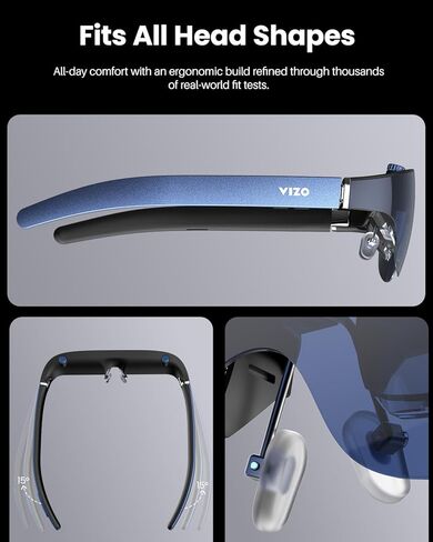 نظارات TOZO VIZO V1 AR مع شاشة فائقة السطوع 1800 Nit، ومكبرات صوت ستيريو مدمجة، وتصحيح قصر النظر قابل للتعديل (0–500 درجة)، وشاشة ضخمة افتراضية 118 بوصة، وتبديل الوضع ثنائي الأبعاد/ثلاثي الأبعاد متوافق مع iPhone/Mac/PC in Saudi Arabia