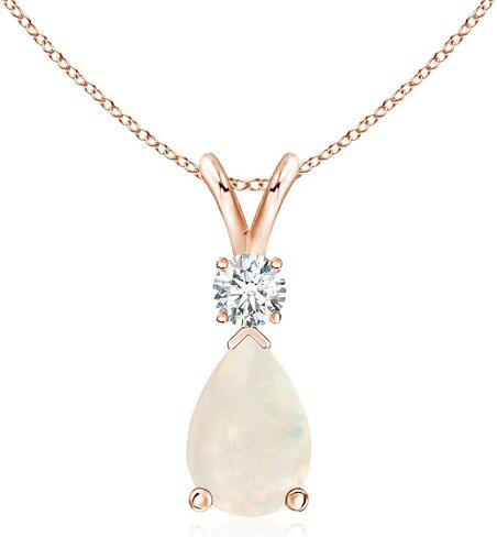 قلادة قلادة Angara Opal Teardrop مع الماس في الذهب الأبيض 14K (7x5mm Opal) in Saudi Arabia