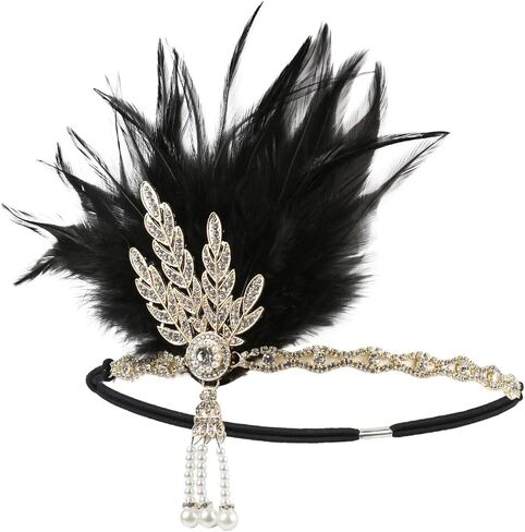 Vintage Flapper Headband Daisy Buchanan Costume Great Gatsby Leaf Tiara Headpiece 1920's Fancy Hair Accessory in Saudi Arabia