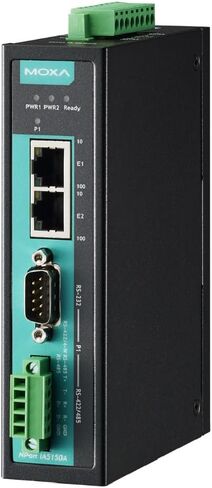 MOXA NPort IA5450A-T 4-Port RS-232/422/485 خادم جهاز الأتمتة الصناعية مع حماية تسلسلية/LAN/اندفاع الطاقة، منفذين 10/100BaseT(X) مع IP واحد، -40 إلى 75 درجة مئوية درجة حرارة التشغيل. in Saudi Arabia