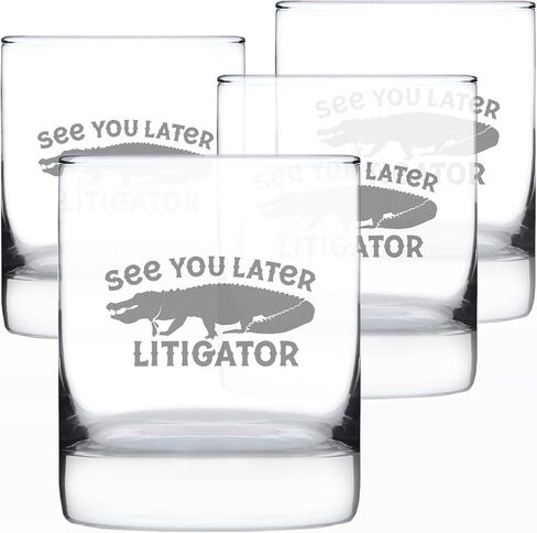 See You Later Litigator - Whiskey Rocks Glass - Funny Lawyer Gifts for Law School Graduates - 10.25 Oz Glass in Kuwait