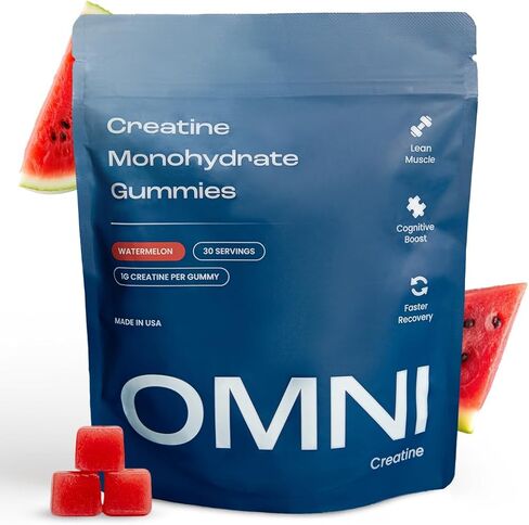 Creatine Monohydrate Gummies - Supports Muscle Growth, Recovery & Brain Function - Convenient & Easy to Take - Great Tasting Watermelon Flavor - 1g per Gummy, Low Sugar - 90 Count in Saudi Arabia