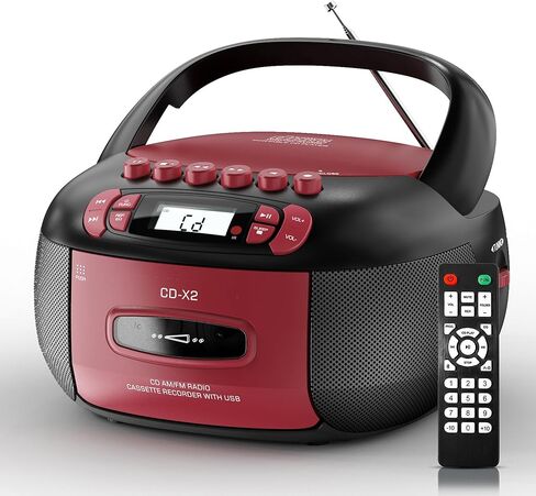 CD Player Boombox with Cassette Player: Portable CD Boom Box with Bluetooth,FM/AM,Tape Recorder and Remote - USB/MP3/AUX Player with Sleep Timer- AC/Battery Powered for Home/Outdoor/Gift in Saudi Arabia