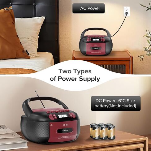 CD Player Boombox with Cassette Player: Portable CD Boom Box with Bluetooth,FM/AM,Tape Recorder and Remote - USB/MP3/AUX Player with Sleep Timer- AC/Battery Powered for Home/Outdoor/Gift in Saudi Arabia