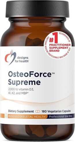 تصاميم للصحة OsteoForce Supreme - مكمل ممتاز لدعم العظام مع بروتين الحليب الأساسي (MBP) - مالات الكالسيوم والمغنيسيوم والزنك، 2000 وحدة دولية فيتامين د، فيتامين ك - غير معدل وراثيًا (180 كبسولة) in Saudi Arabia