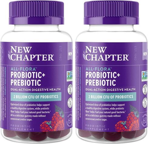 New Chapter Probiotic Gummies for Women and Men, All-Flora (1 Month Supply) – 55% Less Sugar+, Formulated for Holistic Gut Health Support with Probiotics + Prebiotic Fiber + 100% Vegan + Non-GMO in Saudi Arabia