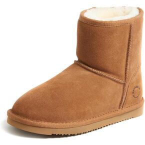 Dearfoams Women's Rosebery Genuine Shearling Water Resistant Boot, Chestnut, 8.5 M US in Kuwait