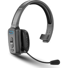 سماعة بلوتوث، 60 ساعة إلغاء الضوضاء V5.2 فوق سماعات الرأس، سماعة أذن واحدة لاسلكية لسائقي الشاحنات مع ميكروفون، زر كتم الصوت، متعدد النقاط، للهواتف الكمبيوتر الشخصي سائق شاحنة العمل المكتبي - أسود in Kuwait