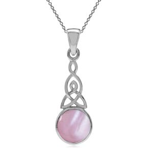 Silvershake Natural Moonstone 925 Sterling Silver Triquetra Celtic Knot Pendant with 18 Inch Chain Necklace in Kuwait