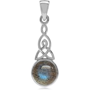 Silvershake Natural Moonstone 925 Sterling Silver Triquetra Celtic Knot Pendant with 18 Inch Chain Necklace in Kuwait