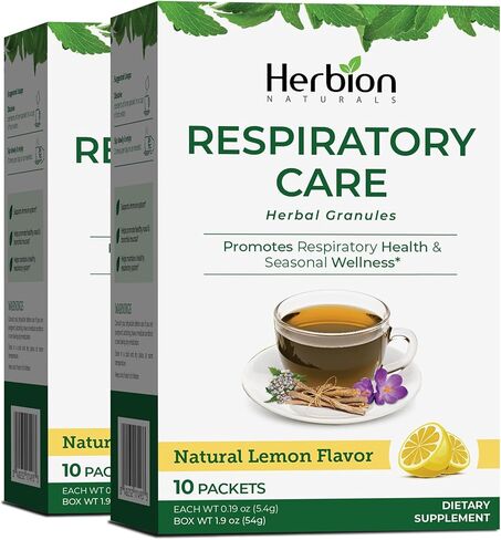 Herbion Naturals Respiratory Care Herbal Granules – 10 Ct for The Whole Family – Promotes Healthy Nasal Passages & Respiratory Function - Relieves Cold and Flu Symptoms – Supports Immune System in Saudi Arabia