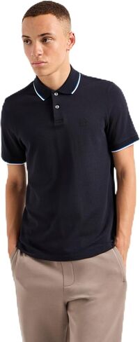 A|X Armani Exchange Men's Short Sleeve Jersey Knit Polo, Black, XL in Saudi Arabia