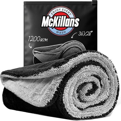 McKillans® Extra Barch Dual Color Dry Wrying Payel XL - Edgeless & Ultra Soft & Extorbent - 36 "× 28" - 1200 GSM Twisted Loop Microfiber Drying Playel for Car Careing in Saudi Arabia