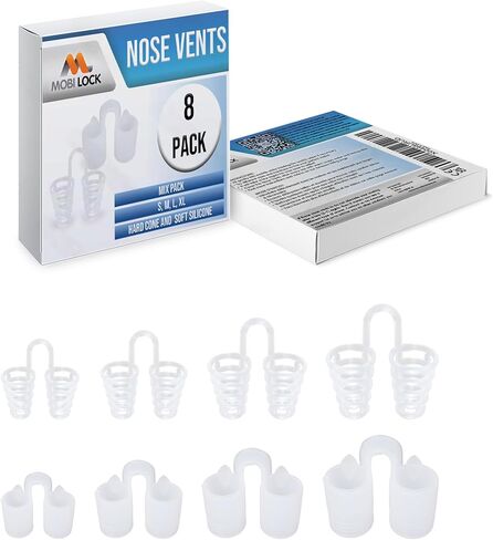 Nose Vent Sinus Relief Dilator (Pack of 12 Small Size) Hard Silicone Vents - A Simple Solution for Nasal Snorers - Reusable Snoring Device to Enjoy a Peaceful Night's Sleep by Mobi Lock in Kuwait