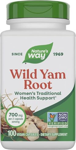 Nature's Way Wild Yam Root, Traditional Women's Health and Gastrointestinal Support*, 850 mg per serving, 100 Vegan Capsules in Saudi Arabia