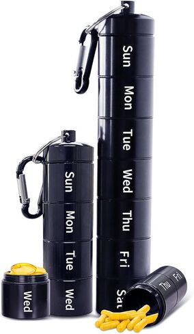 ayamaya Pill Case [2 Pack], Solid Brass Waterproof Pill Fob Holder with Key Ring Plus 3 Spare O-Ring Small Medicine Holder Container Box Portable EDC Tool for Keychain Outdoor Travel Survival in Saudi Arabia