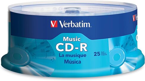 Verbatim Audio CD-R 25 قرصًا محوريًا + 25 حقيبة تخزين رفيعة وشفافة - حزمة تسجيل البيانات والموسيقى in Saudi Arabia