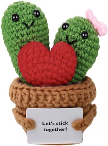 Positive Crochet Desk Decor, Handmade Small Funny Support Knitted Crochet Cute Craft Decor Stuff Gifts Birthday Christmas Stocking Stuffer for Women Men Her Him Family Friends Coworker in Saudi Arabia