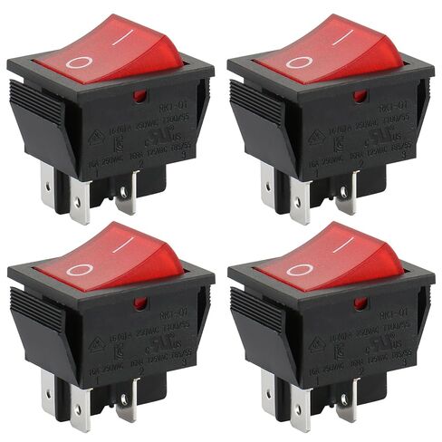 Baomain Boat Rocker Switch DPST ON/Off Snap 4 Pin 16A/250V Red Light UL TUV List Pack of 2 in Saudi Arabia