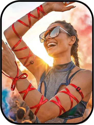 أغطية للذراع، زي EDC بأشرطة ذهبية لليد، أكمام EDM Rave، إكسسوارات المهرجانات للنساء in Kuwait