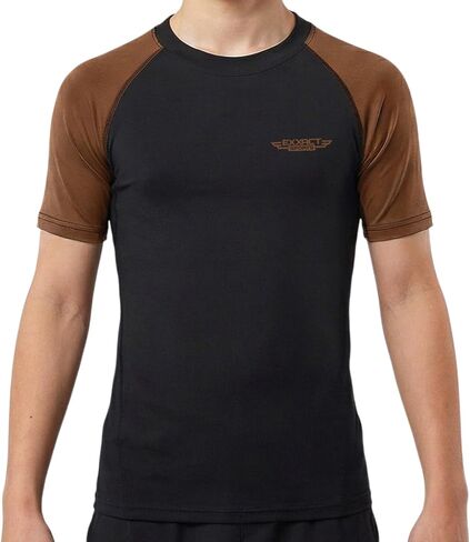 قميص ضغط Exxact Sports Kids BJJ Rash Guard بأكمام قصيرة، مصنف No Gi Jiu Jitsu للأولاد والبنات لفنون القتال المختلطة والمصارعة in Kuwait