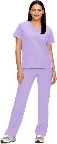 Scrubs for Women Set, Medical Women Scrubs, V-Neck Top and Straight Leg Pants with 11 Pockets (Relaxed Fit) in Saudi Arabia